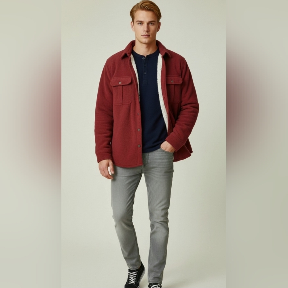 AND NOW THIS Men's Polar Fleece Shirt-Jacket
